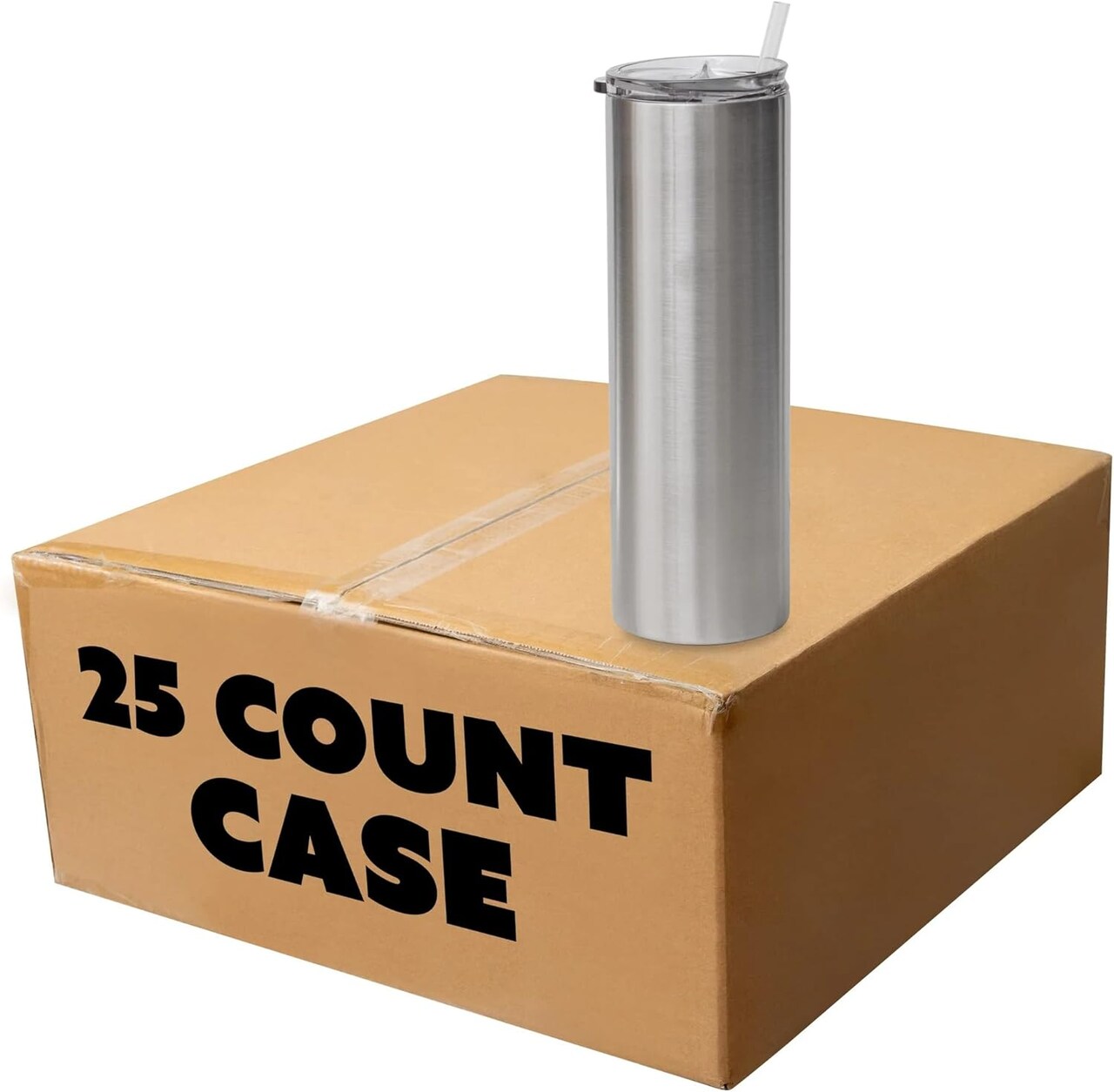 Makerflo 30 oz Skinny Stainless Steel Silver Tumbler with Lid & Straw | Craft-Ready for DIY Gifts & Personalization (Sublimation, Epoxy, UV DTF, Vinyl, and Laser Engraving)